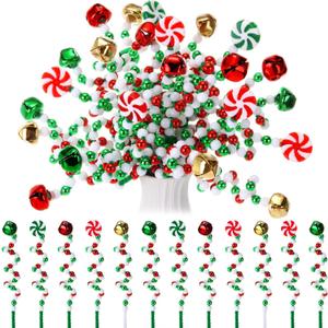 Tigeen 50 Pcs Christmas Candy Cane Pick Red Green White Christmas Tree Curly Pick Ornaments Xmas Candy Shape Tree Topper Decorations Home Office Crafts