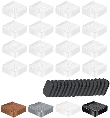 shouwuhho Furniture Risers, 16 Pack Bed Risers with Non-Slip Grip and Heavy Duty Support, 1 Inch 2 Inch 3 Inch 4 Inch Height Lift for Couch, Sofa, Table, Desk, Chair, Refrigerator - White, 1 Inch