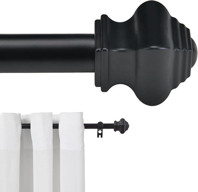 Authandis Matte Black Curtain Rods for Windows 32" to 78" with Brackets,5/8" Diameter Heavy Duty Curtain Rod Set,Easy Install Drapery Rods