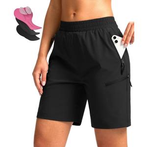 Women's Mountain Bike Shorts 4D Padded Cycling Shorts for Women Riding Biking Bicycle Biker Cycle UPF50 Zipper Pockets (Large, Black)
