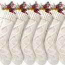Fesciory Christmas Stockings, 6 Pack 18" Large Knit Stocking & Decor for Family Holiday Xmas Party Gift, Ivory White