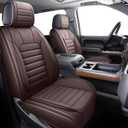 YIERTAI Truck Seat Covers for Chevy Chevrolet Silverado GMC Sierra Custom Fit 2007-2025 2026 1500 2500 3500HD Trail Boss Z71 Crew Double Extended Cab Waterproof Leather(5 PCS Full Set/Brown)