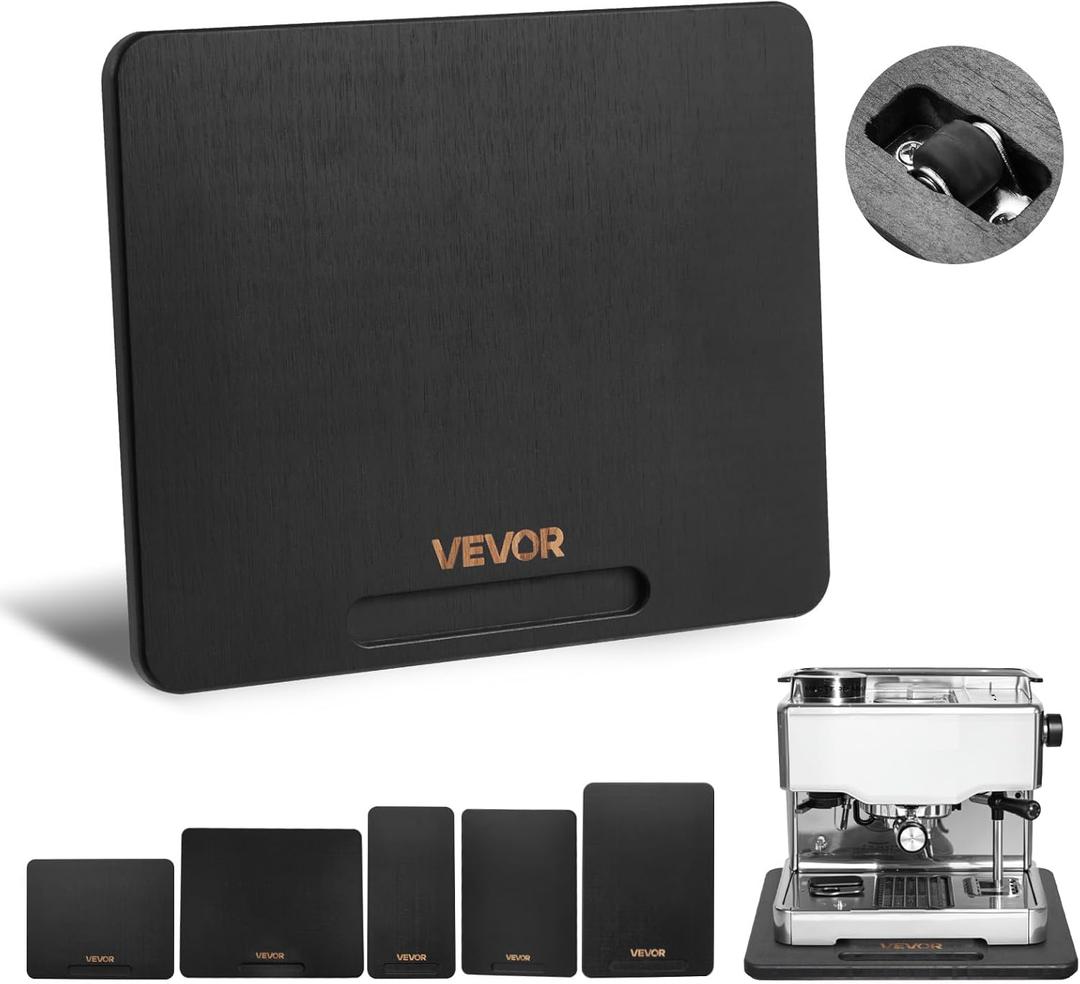 VEVOR Appliance Slider, Medium 10.5 x 13-inch, Rolling Sliding Tray with Silent Rubber Wheels & Hollow Handle, Easy to Clean, Appliance Rolling Tray for Coffee Maker, Kitchen Countertop, Black