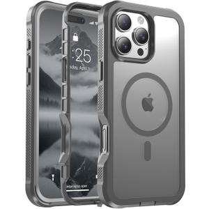 Magnetic for iPhone 16 Pro Max Case, [Compatible with MagSafe][Military Grade Drop Protection][Heavy Duty Protection][Non-Slip][Shockproof] 2-Layer Durable Bumper Phone Case 6.9''-Gray