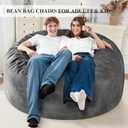 Homguava 5FT Bean Bag Chair Giant BeanBag with Memory Foam Filled, Comfy Bean Bag Chairs for Adults, Adult Bean Bag Chair with Dutch Velvet Cover for Living Room Bedroom-Grey, 5ft-50"x50"x24"