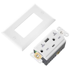 20Amp USB Outlet,5Amp USB Type A & Type C Charger High Speed Wall Outlet,Wall Plate Included, UL Listed,Tamper Resistant Duplex Receptacle