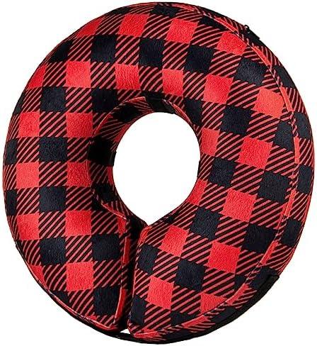 BENCMATE Protective Inflatable Collar for Dogs & Cats - Soft Pet Recovery Collar Does Not Block Vision E-Collar (Medium, Plaid), [Neck:8''-12''] Medium