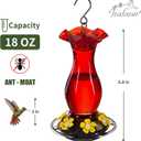 Jealoeur Hummingbird Feeder for Outdoors Hanging, 18 OZ Humming Birds Feeders with 6 Bee Guard Feeding Ports & Built-in Ant Moat, Easy to Clean, Durable Outdoor Garden Decor (Red 1 Pack-C)