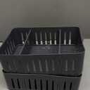 Simplify 4 Pack 3 Compartment Stackable Bin with Adjustable Dividers | Drawer Organizer | Storage Basket | Good for Office | Desk Supplies | Dorm | Bathroom | Accessories | Make Up | Grey
