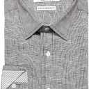 Nick Graham Men's Striated Grid Dress Shirt, Grey (L-XL)