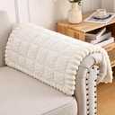 Smiry Non Slip Couch Armrest Covers for Dogs, Fuzzy Pet Couch Arm Covers for Sofa Pet Friendly, Soft Sofa Slipcovers Recliner Chair Arm Protector Washable (Beige, 27.6" x 27.6")