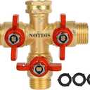 3 Way Hose Splitter, Solid Brass High Volume 3 Way Hose Splitter Valve with Metal Handle, Heavy Duty High Flow Spigot Splitter with Shut off Valve, 3/4 Inch Garden Tap Splitter