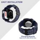 OROBAY Rugged Band Compatible with Apple Watch Band 41mm 40mm 38mm with Case, Shockproof Strap for iWatch SE3 SE2 SE Series 9/8/7/6/5/4/3/2/1 with Bumper Case Cover Men Women, Midnight Blue
