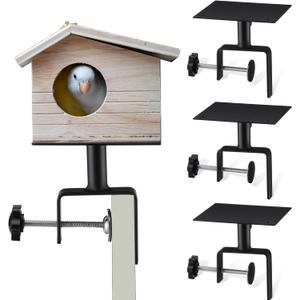 4 Pack Bird House Mount for Fence Birds Feeder Mounted Adjustable Heavy Duty Clamp-on Shelf Bracket for Garden Backyard Patio Deck Tree Outdoor Decor (Bird House Not Included)