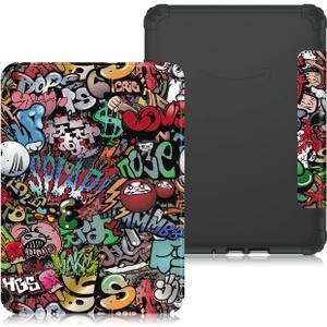 Xuanbeier Case Compatible with Kindle Paperwhite 7 inch (12th Generation)-2024 Release,Soft TPU Transparent Back Protective Cover with Auto Wake/Sleep,Graffiti
