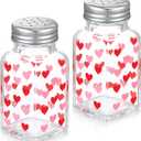 2 Pcs Valentine's Hearts Salt Pepper Shakers, New Year Red Pink Heart Shaped Salt Pepper Shakers Set for Valentine's Day Anniversaries, Weddings Kitchen Counter and Table Decorations