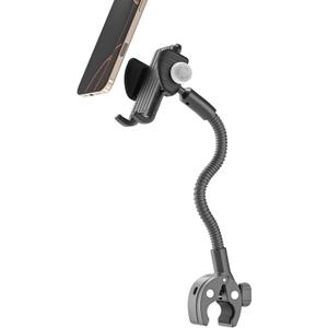 Charchendo Wheelchair & Stroller Phone Holder with Flexible Gooseneck Arm, Secure Non-Slip Handlebar Mount Clamp, Fit 17 16 15 14 13 12 Pro Plus Max Mini and 4-7" Phones with Thick Cases