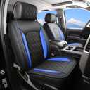 JOJOBAY Chevy Silverado Seat Covers,Leather Seat Covers for GMC Sierra,Custom Fit 2007-2026 1500 2500HD 3500HD Crew Double Extended Regular Cab,LT LZT RST Trail Boss(Front Pair,Black Blue)