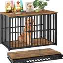 YATINEY Foldable Dog Crate Furniture, 37.4" Dog Kennel for Medium Dogs, No Assembly, Collapsible Dog Crate, Indoor Dog Cage End Table, with Secure Lock, for Living Room, Hallway, Bedroom, DC12BR