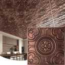 WOWSTAR 12-Pack 24"x24" Drop Ceiling Tiles, Waterproof Glue up Ceiling Panels, Antique Copper