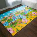 Baby Care Play Mat (Large, Playful - Pinko & Friend) 82'' x 55'' Original One-Piece Reversible Rollable Waterproof Play Mat for Infants, Babies, Toddler, and Kids