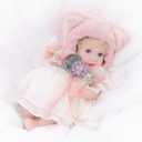 Reborn Baby Doll 12 Inch Full Vinyl Body Realistic Girl with Pink Fox Hat & Hand-Painted Details Cute Animal Doll Gift for Kids