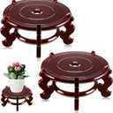 Geetery 2 Pcs 4 to 12 in Wooden Plant Stands Indoor Chinese Oriental Plant Stand for Vase Fishbowl Flower Pot Lamp Redwood Base Vintage Display Rack Decor(8 Inch)