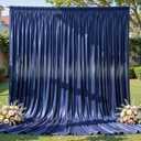 Navy Blue Satin Backdrop Curtains for Parties, 2 Panels 5FTx12FT Wrinkle Free Glitter Background Photo Backdrop Drapes for Wedding Birthday Photography Back Drop Cloth Holiday Festival Decor