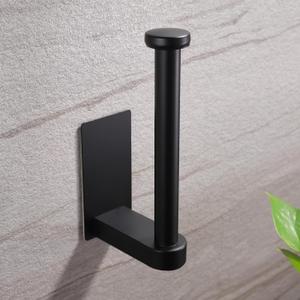 YIGII Toilet Paper Holder Self Adhesive - Black Toilet Roll Holder Adhesive Toilet Tissue Holder Stick on Wall for Bathroom and Kitchen, SUS 304 Stainless Steel (1pcs)