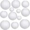 12Pcs Paper Lanterns 6, 8, 10, 12,Paperlanterns Party Decoration, White Paper Lanterns for Wedding, Bridal, Birthday, Outdoor, Home, Garden, Holiday and Party.