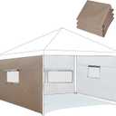 REDCAMP Instant Canopy Sidewall with Window for 10x10ft Pop Up Canopy, 10x6.2ft, 3 Pack Sunwall, Khaki (3 Sidewalls Only, Canopy Tent NOT Included)