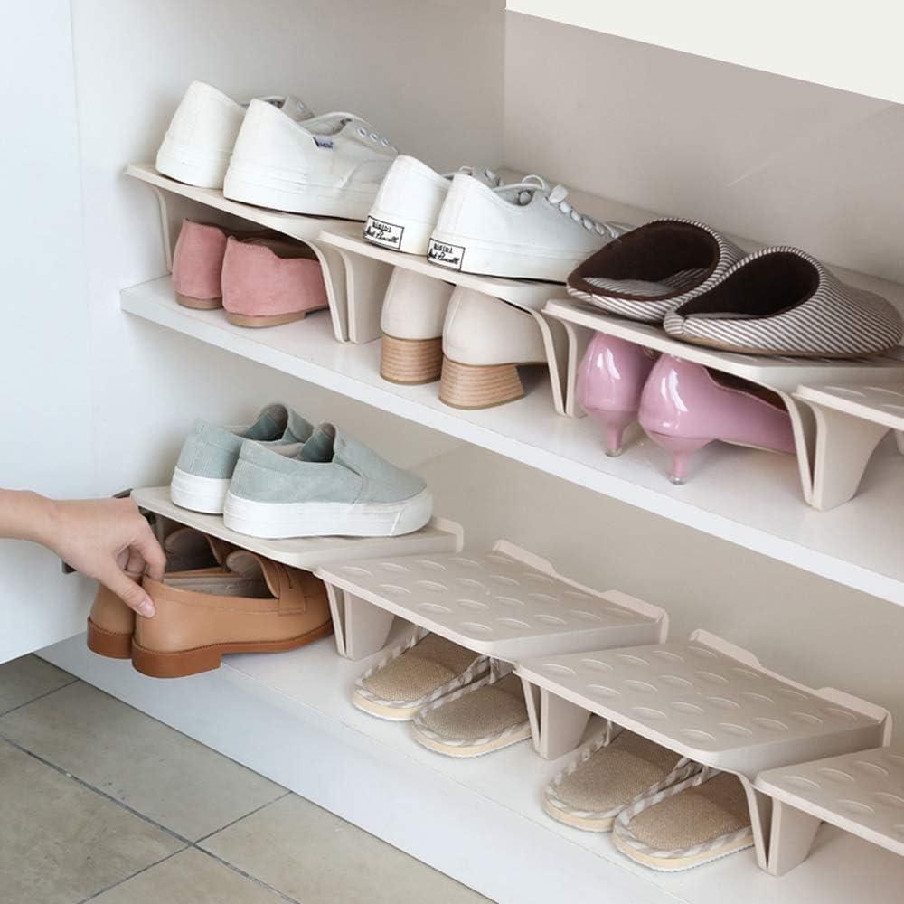 4 Pcs Shoe Slots Organizer for Closet  10 x 8.7 Inches, Space Saver, Double Layer Shoe Dividers for Shelves  Durable, Stackable Shoes Organizer for Closet | Fits Heels, Sneakers, Flats, and More