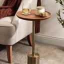 Kate and Laurel Xyler Wood and Metal Round Side Table, 14 x 14 x 24, Walnut Brown and Antique Brass, Transitional Pedestal Table for Use as Indoor Plant Stand or Bedroom Nightstand Decor