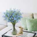 N&T NIETING Babys Breath Artificial Flowers Bulk, 10Pcs Blue Fake Gypsophila Bouquet Flowers Real Touch Faux Babies Breath Arrangement for Wedding Floral Party Home Centerpieces Vase Decoration, Blue