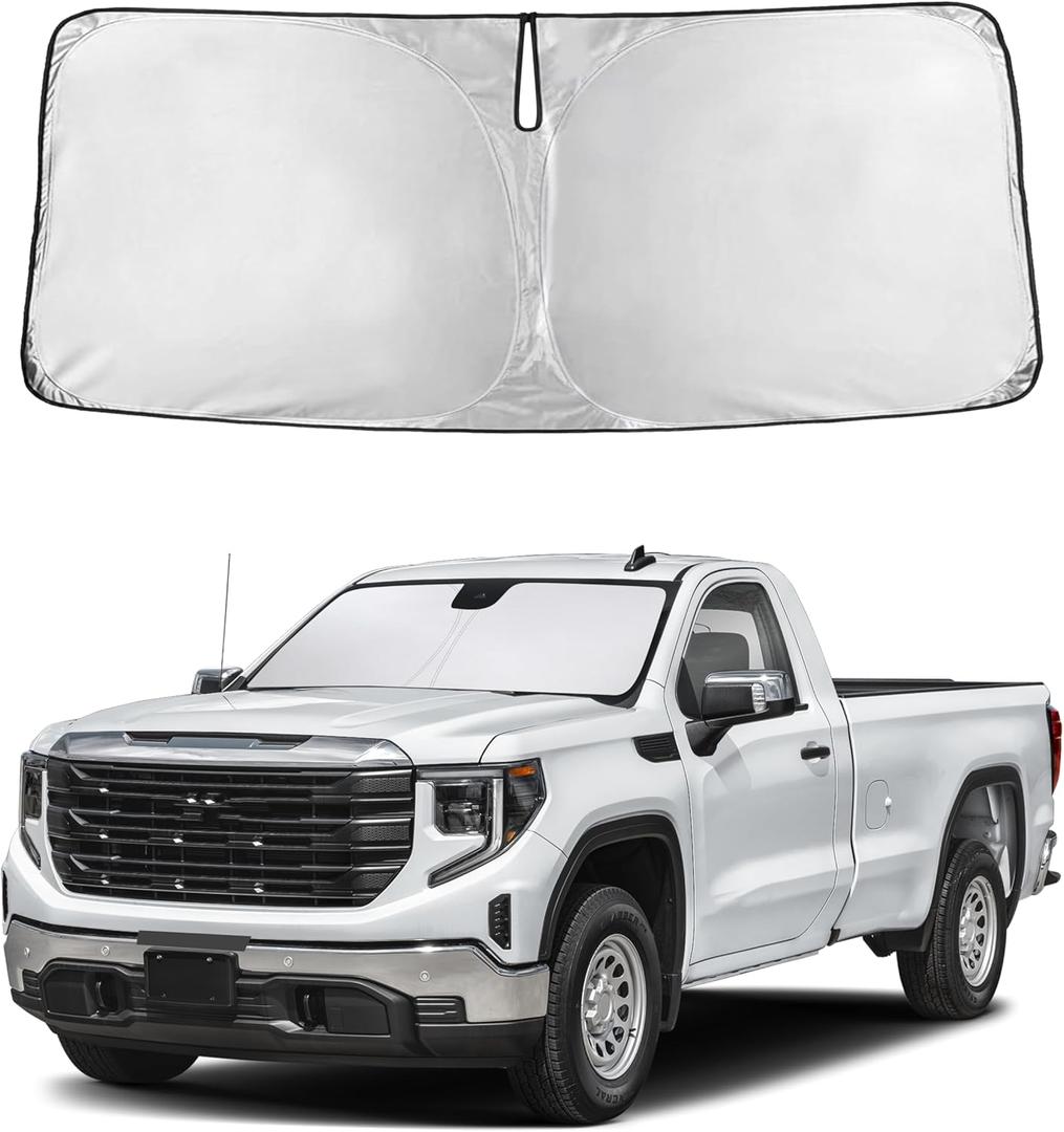 Autovir Windshield Sun Shade Fit for 2019-2025 2026 Gmc Sierra 1500-3500 | Sunshade, Front Car Window Shades Sun Visor, Blocks UV Rays & Heat, Car Accessories