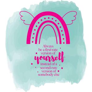 Family First Rate Version of Yourself Inspiring Quote Wall Decal Decoration Rainbow Boho Design Poritive Life Quotes Always Be Lasts Years and Easily Removable - Size: 36 in(W) x 40 in(H)