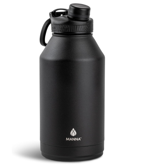 Manna Saratoga Double-wall Insulated Stainless Steel Bottle - 64 Oz - Powder Coated Black