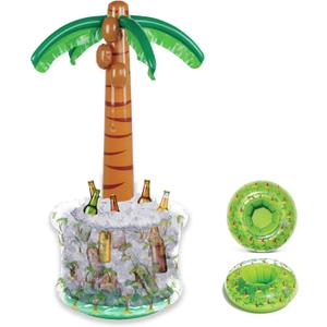 CoTa Global Inflatable Palm Tree Cooler and Drink Holders for Pool - Giant Palm Tree Cooler with 2 Inflatable Blow Up Party Drink Holders, Cool Inflatable Pool Party, Beach Party Decorations - 3 Pack