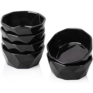 Delling 6 OZ Souffle Dishes Set - Ceramic Black Souffle Dish - Dessert/Snack Bowls for Kitchen, Souffle, Pudding, Creme Brulee, Ice Cream, Snack - Bowls Set of 6 Oven Safe
