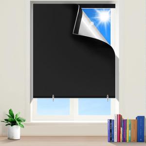3 x Blackout Shades for Bedroom Windows, Portable Blackout Blinds No Drilling or Tools, UV Protection, Temporary Roller Window Shades Cover for Living Room Office or Rv Travel (23" W72" H, Black)