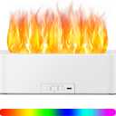 Timeable Flame Air Humidifier, Upgrade 7 Color Flame Fire Lights Essential Oil Diffuser Waterless Auto Off 150ml Aromatherapy Diffuser for Yoga, Large Room, Bedroom, Office (White)