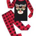 Joyond Boys Girls Christmas Pajamas, Cotton Kids Xmas Deer Pajama Set, Toddler Pjs Snug-Fit Long Sleeve Sleepwear Pant Set Size 4T 4 Years