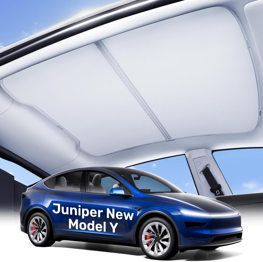 Zanch 2025 Tesla New Model Y Juniper Accessories Sunshade Roof [Ice-Crystal Cooling Coatings, Heat Insulation] No Sag No Gaps Glass Roof Sun Shade for Model Y Juniper Accessories 2025-2026, Grey