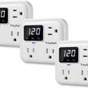 Surge Protectors 3-Outlet LED Display Power Strip with Voltage Protector, 80V-140V Refrigerator Surge Protector for TV Computer,Wall Mount,1800J,3 Pack