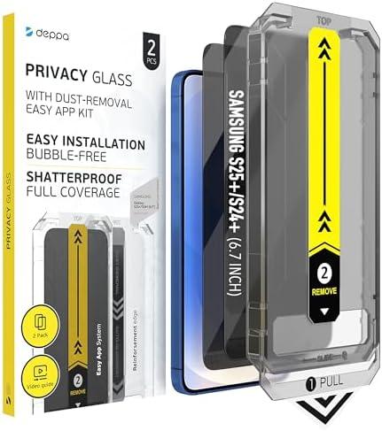 Deppa [2-Pack Privacy Screen Protector for Samsung S25+Plus /S24+ Plus (6.7") Tempered Glass | Fingerprint Unlock | Full Coverage | Case Compatible | Bubble-Free, Easy Install Kit
