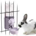 17oz Rabbit Water Bottle, Pet Cage Suspended Dispenser, Hanging Automatic Small Pet Water Bowl for Bunny Cat Ferret (Purple)