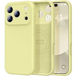 Vooii Magnetic for iPhone 17 Pro Case, Compatible with Magsafe (Premium Liquid Silicone) (Integrated Camera Control Button) Full Body Protective Anti-Scratch Microfiber Lining 6.3", Creamy Yellow