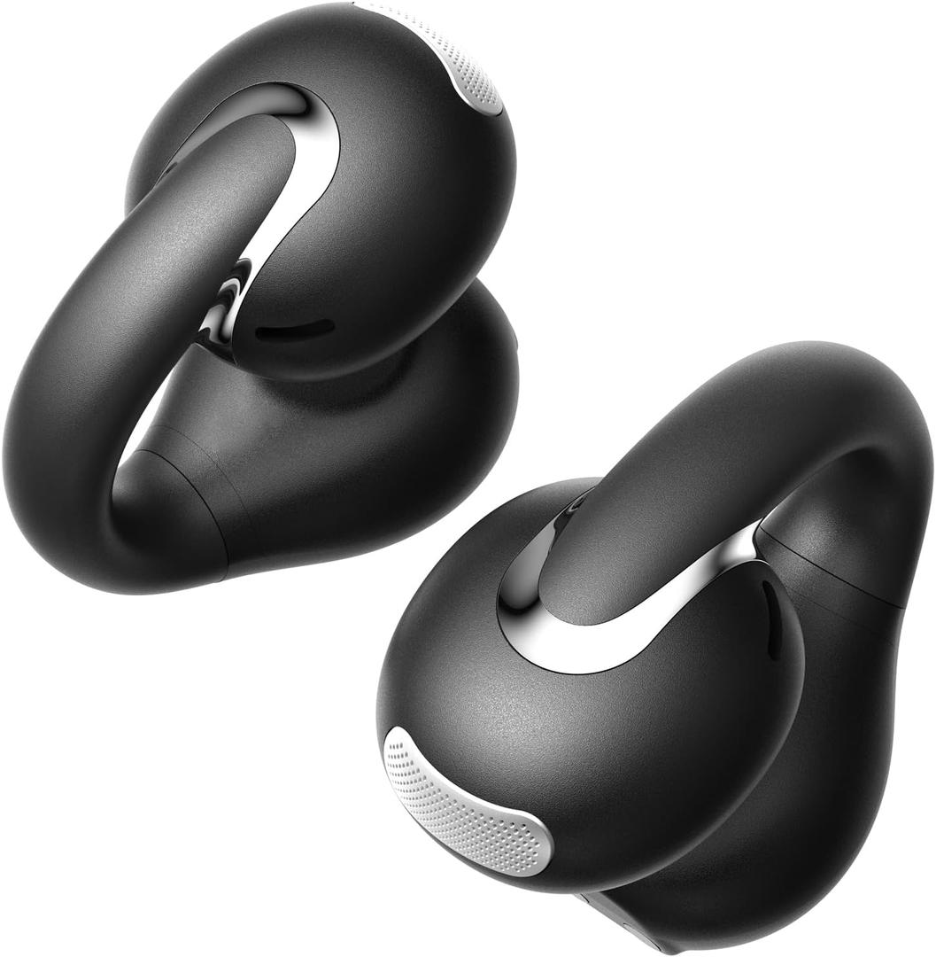 Open Ear Earbuds Bluetooth 5.4 True Wireless Clip On Earbuds Lightweight Comfort Bone Conduction Headphones Built-in Mic for Clear Audio Waterproof Stable Fit for Outdoor Sports Black