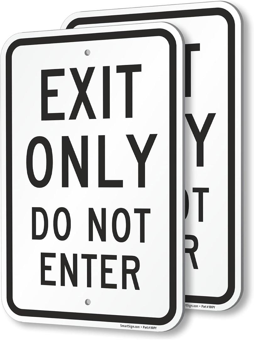 SmartSign Exit Only Do Not Enter Sign - 2-Pack, 12" x 18", 80 mil Thick Aluminum Composite (ACM), Pre-Drilled Holes, Black and White, Made in USA