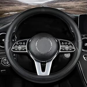 Custom fit for Honda Car Steering Wheel Cover, Nappa Leather Car Steering Wheel Cover NonSlip Steering Wheel Cover, Designed for Honda Interior Accessories (Black, for Honda)